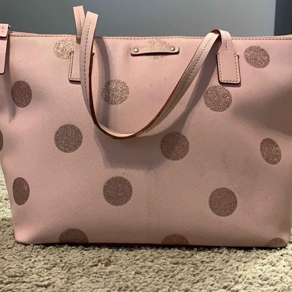Pink glittered polka dot Kate spade purse